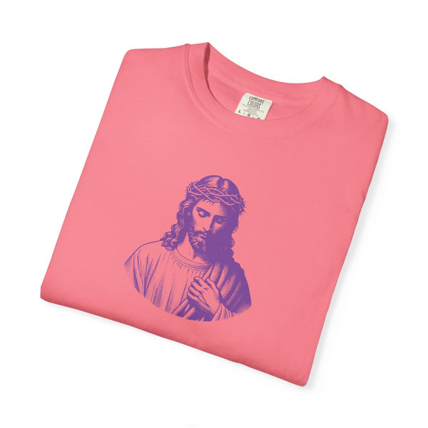 Purple Mid-Scale Jesus Front Print Graphic Tee - Iconic by Sandra Oles