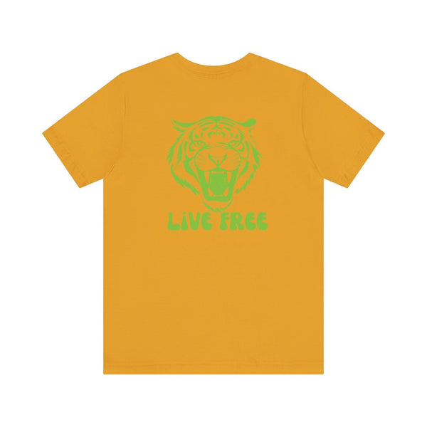 Green Retro Roaring Live Free Jumbo Tiger Back Print Graphic Tee - Fugitive by Sandra Oles