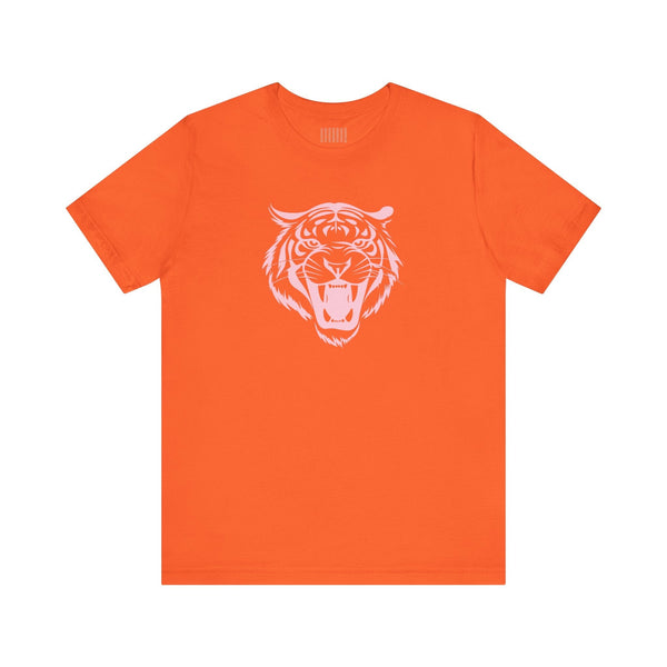 Pink Pastel Jumbo Retro Roaring Tiger Head Graphic Tee - Fugitive by Sandra Oles
