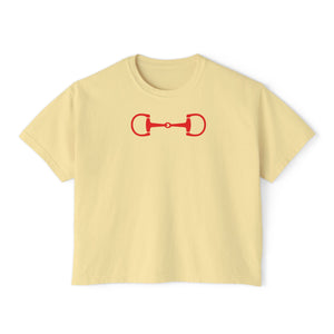 Red Horse Bit Front Print Cropped Graphic Tee - Heritage by Sandra Oles