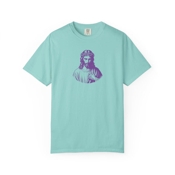 Purple Mid-Scale Jesus Front Print Graphic Tee - Iconic by Sandra Oles