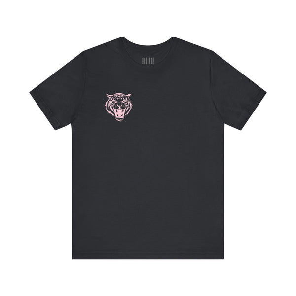 Pastel Pink Mini Retro Roaring Tiger Front Left Print Graphic Tee - Fugitive by Sandra Oles