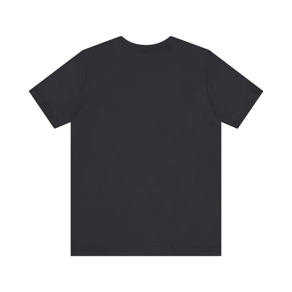 Back view of plain black cool graphic t shirt made from 100% cotton with classic crew neckline and short sleeves