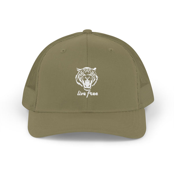 Live Free Tiger Snapback Trucker Cap - Sandra Oles Studio