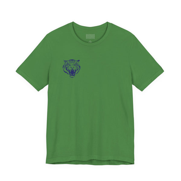 Navy Blue Mini Retro Roaring Tiger Head Left Front Print Graphic Tee - Retro Tiger by Sandra Oles