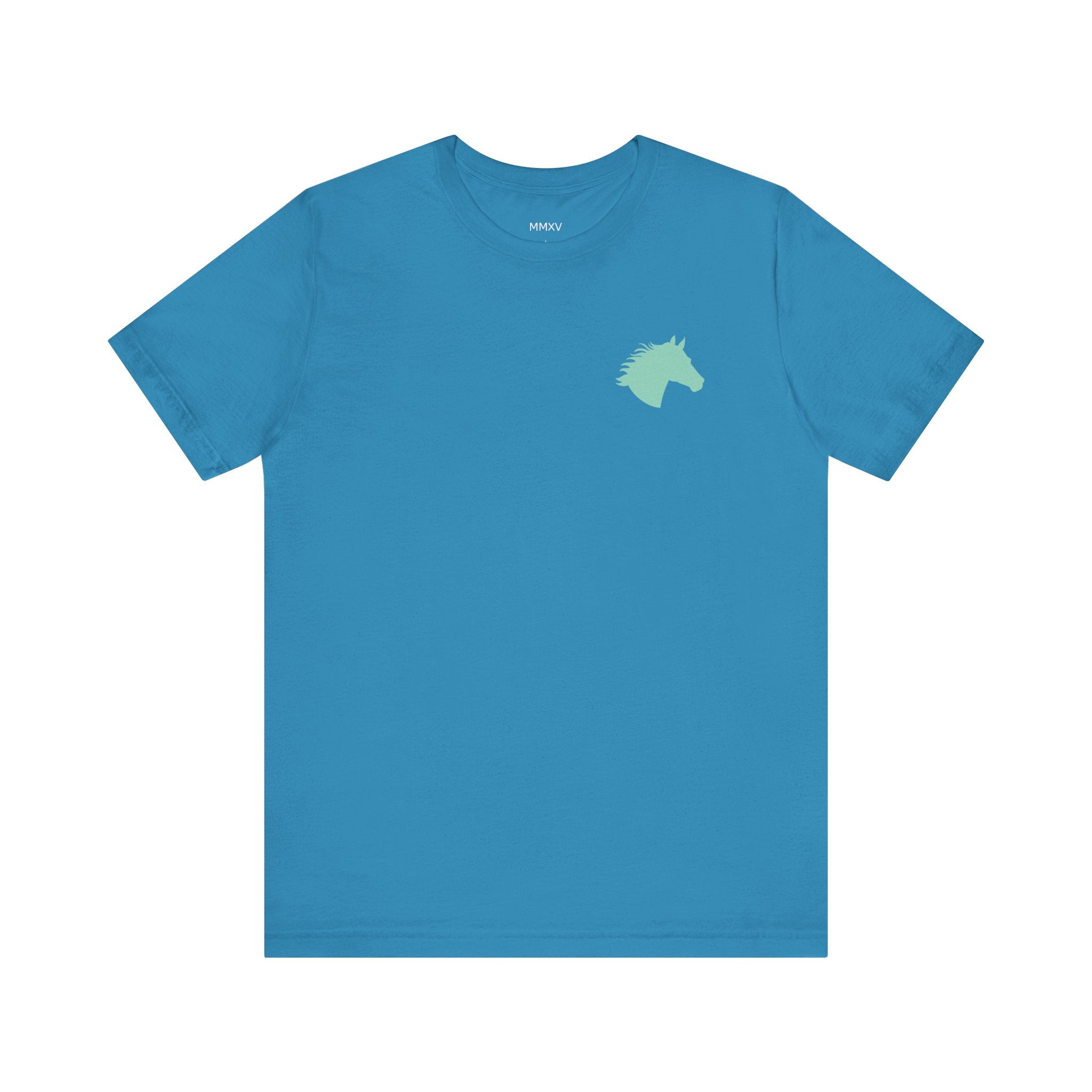 Aqua Wild Mini Horse Head graphic t shirt in turquoise on soft cotton unisex tee