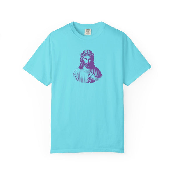 Purple Mid-Scale Jesus Front Print Graphic Tee - Iconic by Sandra Oles