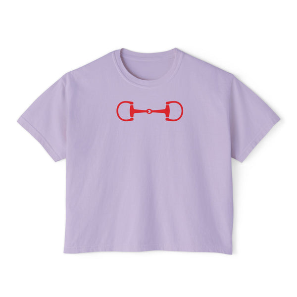Red Horse Bit Front Print Cropped Graphic Tee - Heritage by Sandra Oles