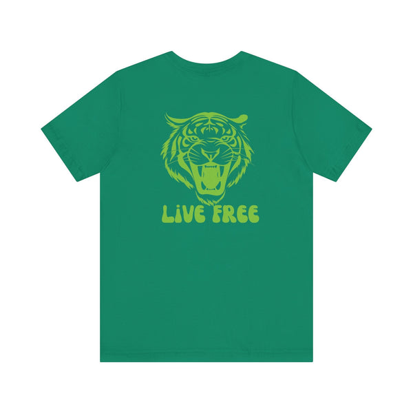 Green Retro Roaring Live Free Jumbo Tiger Back Print Graphic Tee - Fugitive by Sandra Oles