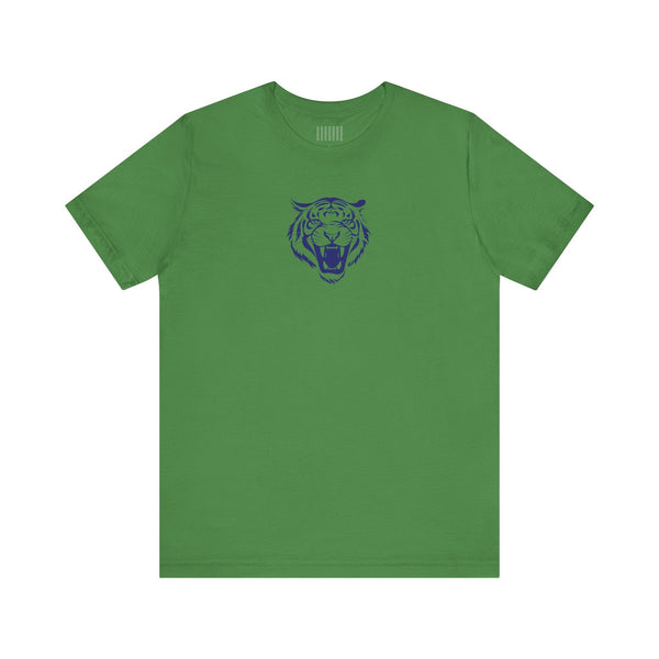 Navy Blue Retro Mid-Scale Roaring Tiger Front Print Graphic Tee - Fugitive by Sandra Oles