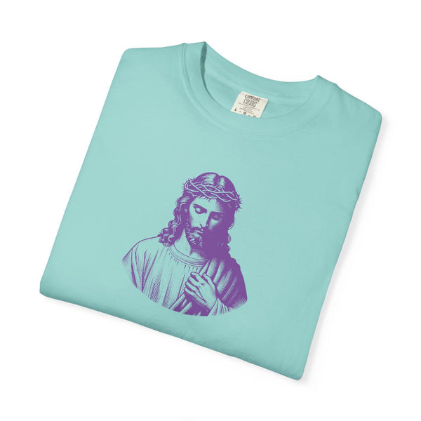 Purple Mid-Scale Jesus Front Print Graphic Tee - Iconic by Sandra Oles