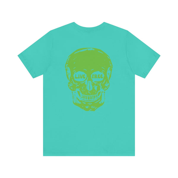 Green Live Free Jumbo Skull Back Print Graphic Tee  - Fugitive by Sandra Oles