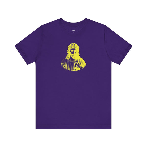 Yellow Mid-Scale Jesus Crown of Thorns Front Print Graphic Tee - Iconic by Sandra Oles