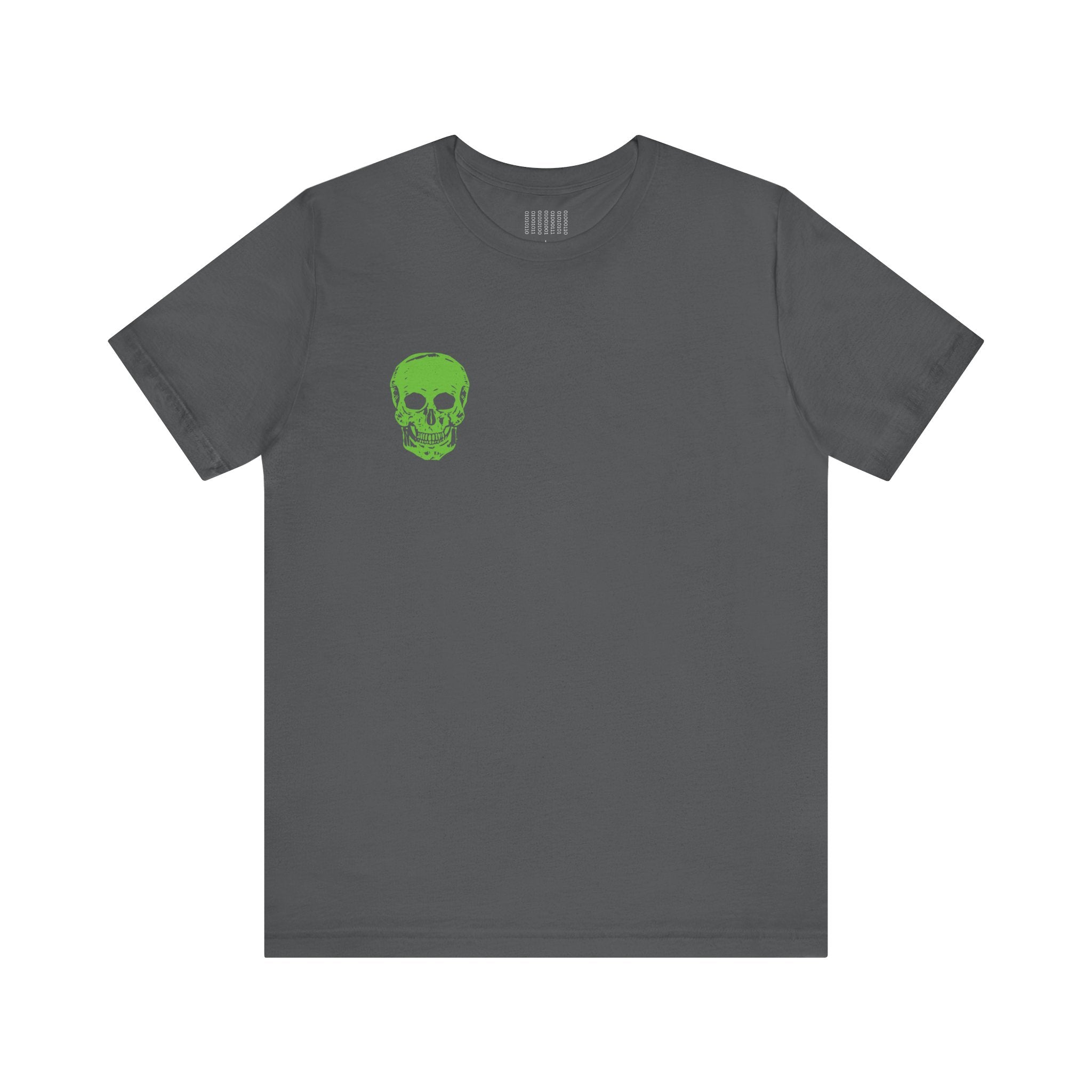 Green Jumbo Skull Back Print with Green Mini Skull Left Front Graphic Tee - Fugitive by Sandra Oles