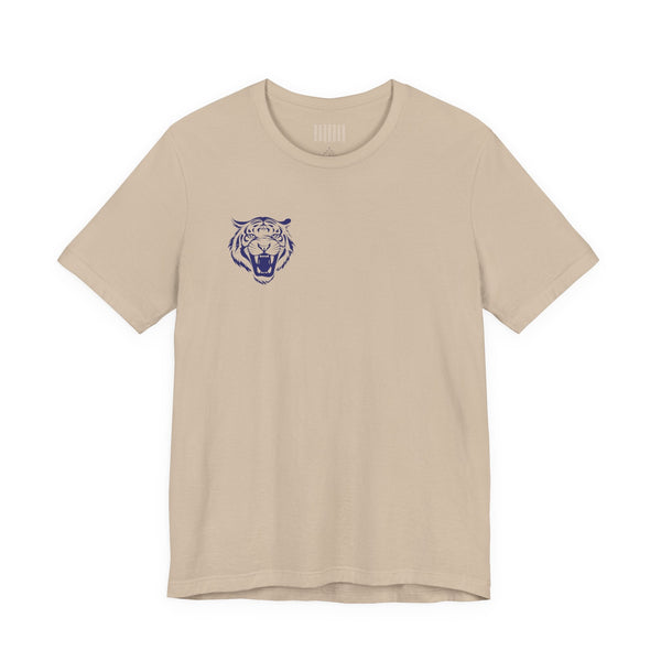 Navy Blue Mini Retro Roaring Tiger Head Left Front Print Graphic Tee - Retro Tiger by Sandra Oles