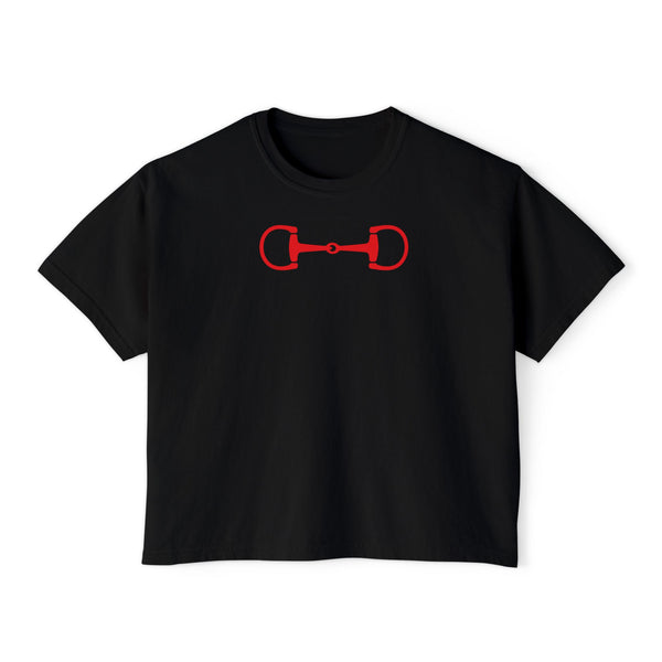 Red Horse Bit Front Print Cropped Graphic Tee - Heritage by Sandra Oles
