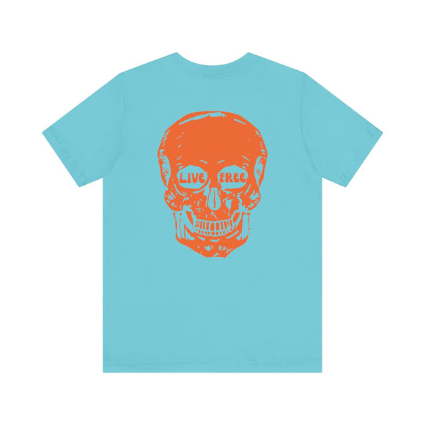 Orange Live Free Jumbo Skull Back Print Graphic Tee - Fugitive by Sandra Oles