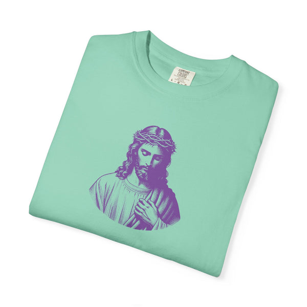 Purple Mid-Scale Jesus Front Print Graphic Tee - Iconic by Sandra Oles