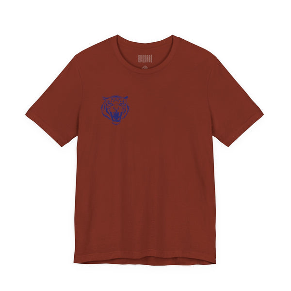 Navy Blue Mini Retro Roaring Tiger Head Left Front Print Graphic Tee - Retro Tiger by Sandra Oles
