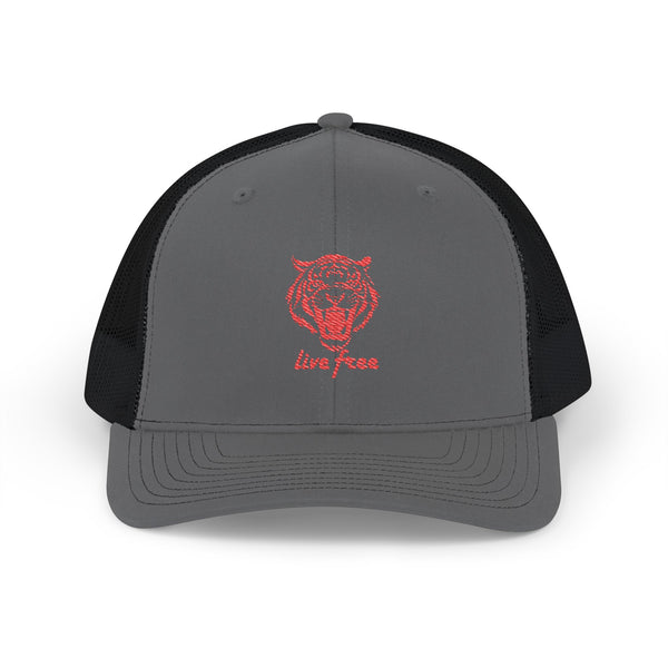 Live Free Tiger Embroidered Snapback Trucker Cap