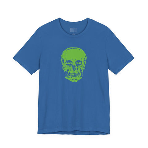 Green Live Free Mid-Scale Skull Front Print Graphic Tee - Fugitive by Sandra Oles
