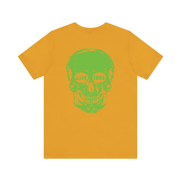 Green Live Free Jumbo Skull Back Print Graphic Tee  - Fugitive by Sandra Oles