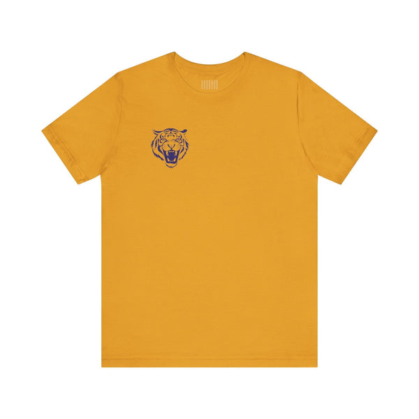 Navy Blue Mini Retro Roaring Tiger Head Left Front Print Graphic Tee - Retro Tiger by Sandra Oles