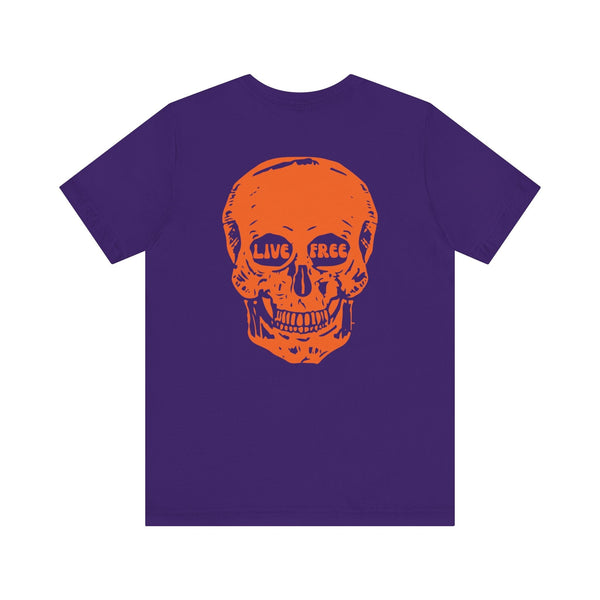 Orange Live Free Jumbo Skull Back Print Graphic Tee - Fugitive by Sandra Oles