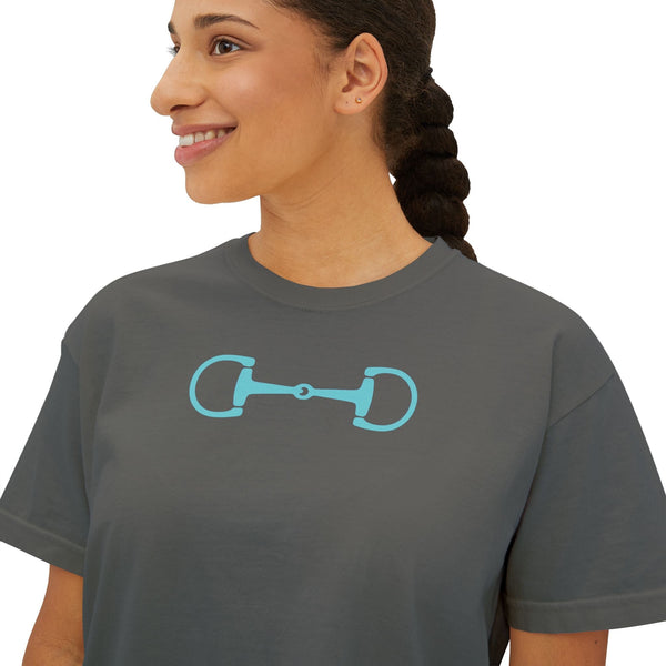 Aqua Horse Bit Front Print Graphic Tee - Heritage by Sandra Oles