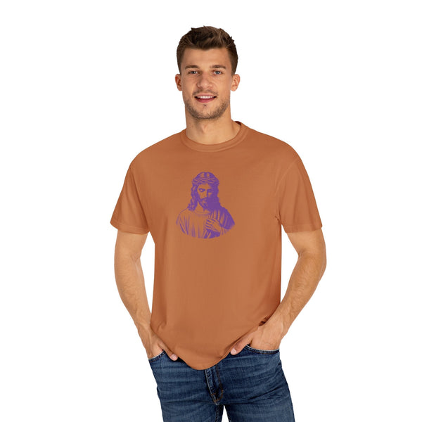 Purple Mid-Scale Jesus Front Print Graphic Tee - Iconic by Sandra Oles