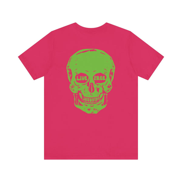 Green Live Free Jumbo Skull Back Print Graphic Tee  - Fugitive by Sandra Oles
