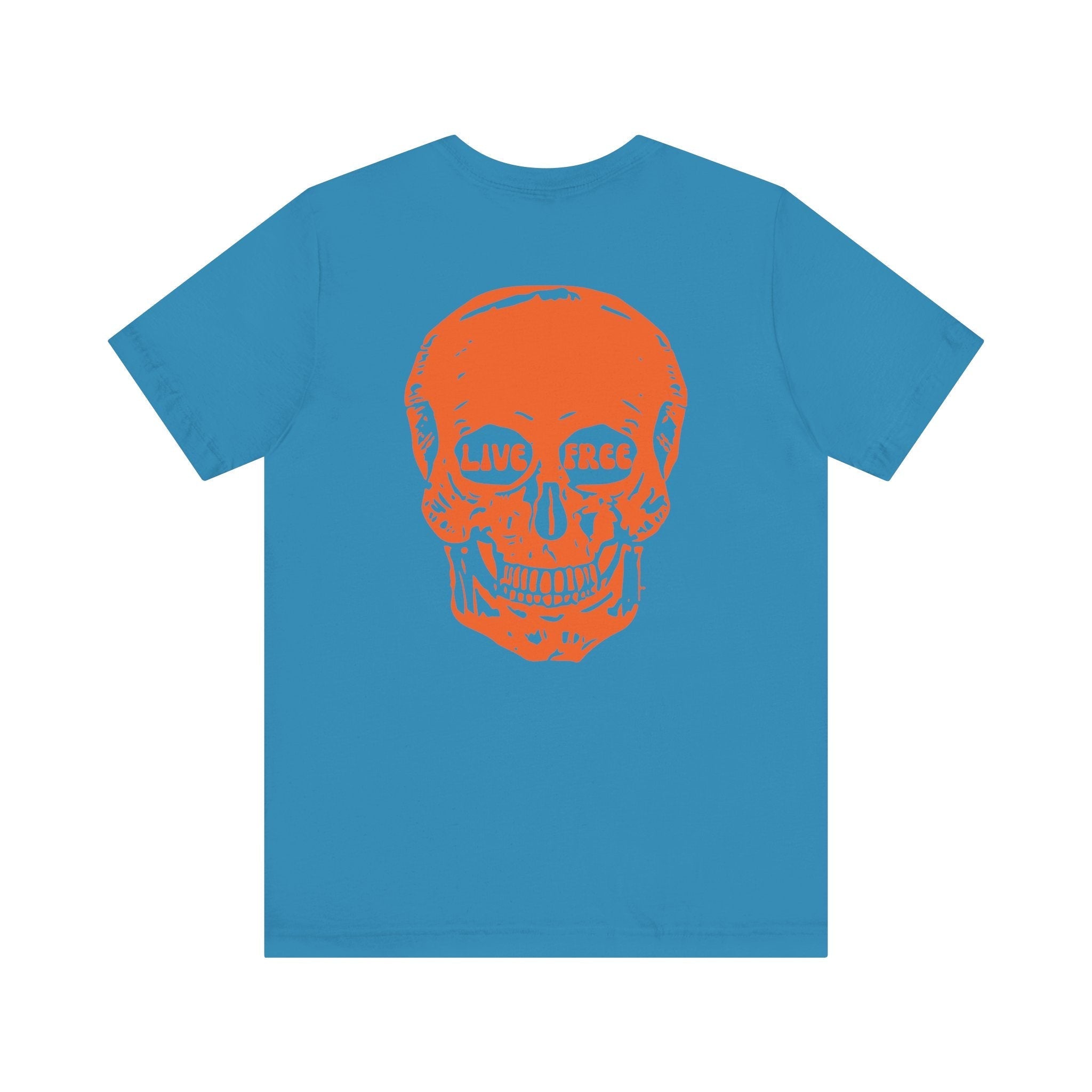 Orange Live Free Jumbo Skull Back Print Graphic Tee - Fugitive by Sandra Oles