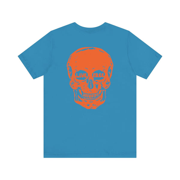 Orange Live Free Jumbo Skull Back Print Graphic Tee - Fugitive by Sandra Oles