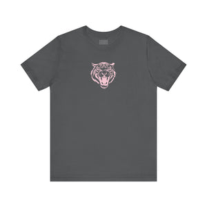 Pink Pastel Mid-Scale Retro Roaring Tiger Front Print Graphic Tee - Retro Tiger by Sandra Oles - Fugitive Collection