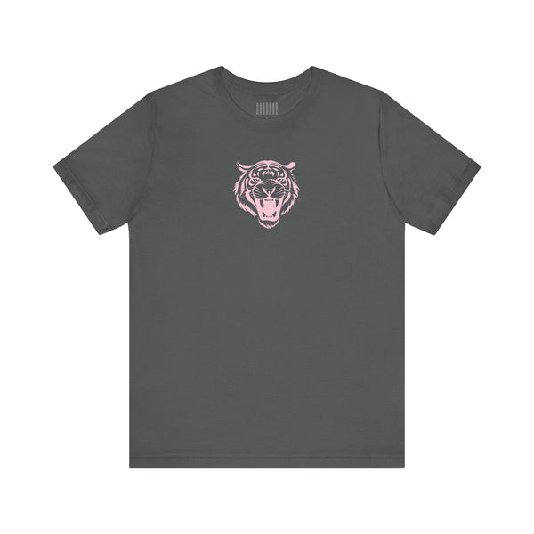 Pink Pastel Mid-Scale Retro Roaring Tiger Front Print Graphic Tee - Retro Tiger by Sandra Oles - Fugitive Collection