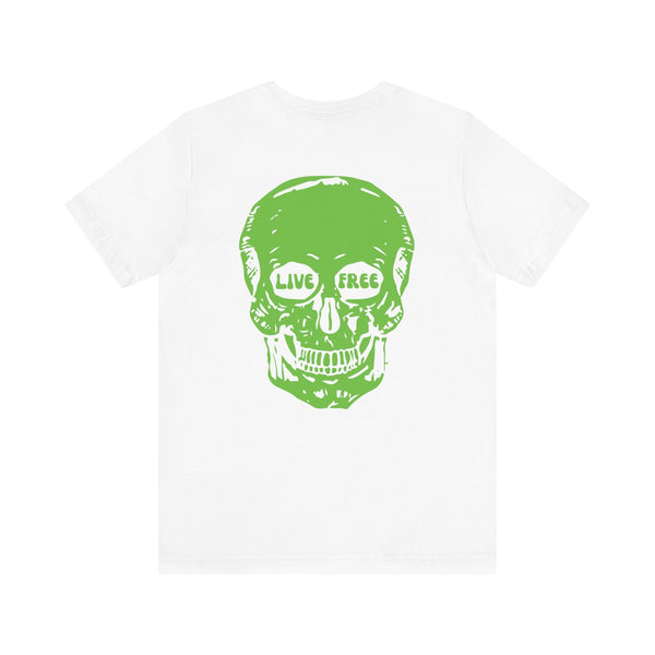 Green Live Free Jumbo Skull Back Print Graphic Tee  - Fugitive by Sandra Oles