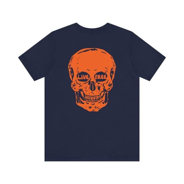 Orange Live Free Jumbo Skull Back Print Graphic Tee - Fugitive by Sandra Oles