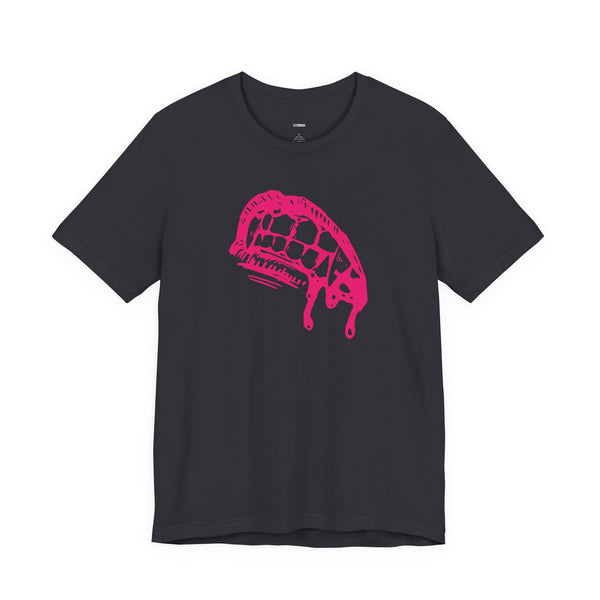 Black vampire t shirt with pink dripping fang graphic design