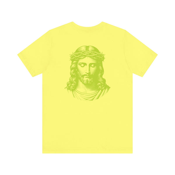 Lime green Jesus graphic t-shirt with jumbo back print and mini front chest design in premium cotton
