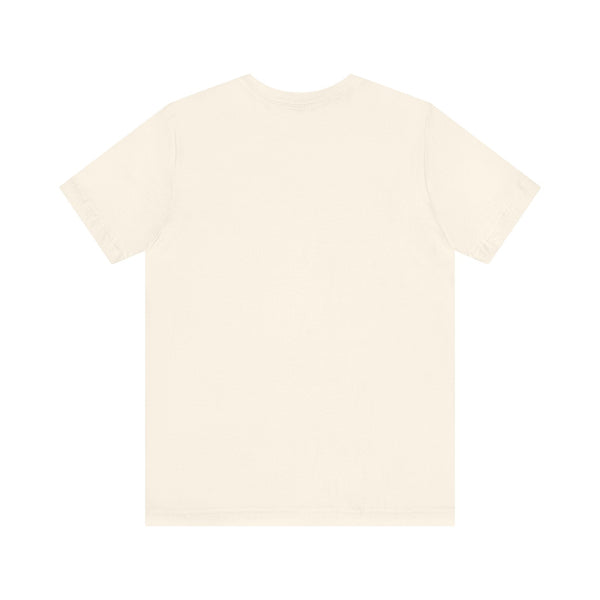 Blank white aesthetic t shirt with short sleeves and ribbed collar, unisex cotton jersey tee