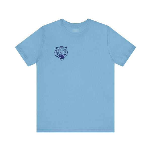 Navy Blue Mini Retro Roaring Tiger Head Left Front Print Graphic Tee - Retro Tiger by Sandra Oles