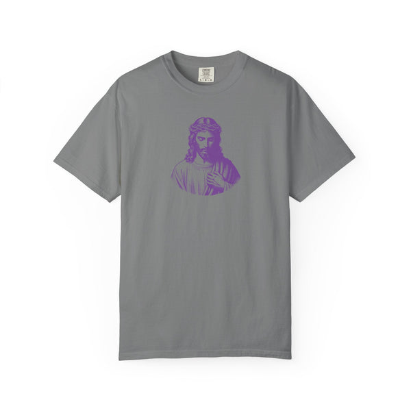 Purple Mid-Scale Jesus Front Print Graphic Tee - Iconic by Sandra Oles