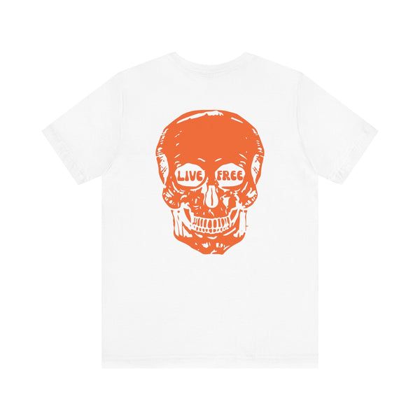 Orange Live Free Jumbo Skull Back Print Graphic Tee - Fugitive by Sandra Oles
