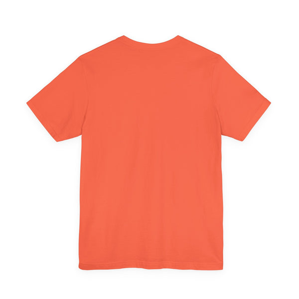 back view of plain orange unisex jersey short sleeve rocker tee