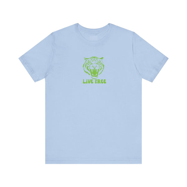 Green Live Free Mid-Scale Retro Roaring Tiger Graphic Tee - Fugitive by Sandra Oles