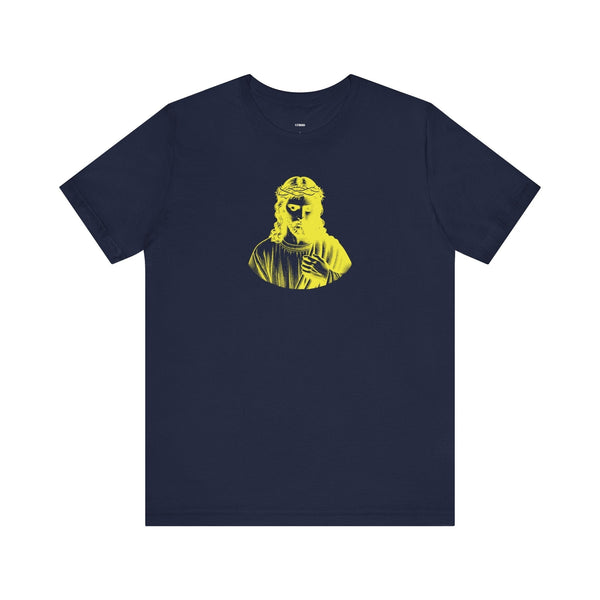 Yellow Mid-Scale Jesus Crown of Thorns Front Print Graphic Tee - Iconic by Sandra Oles