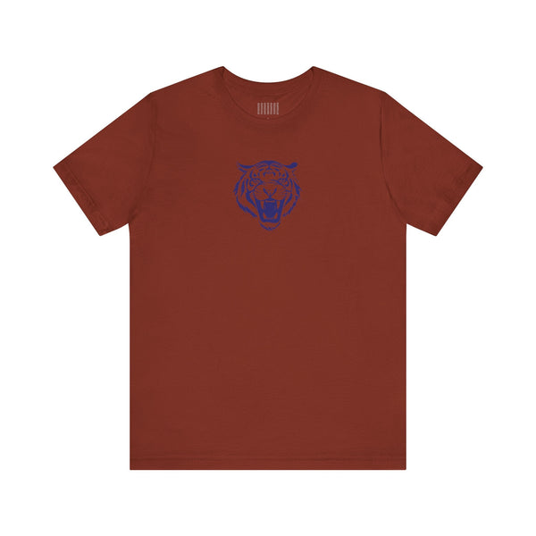 Navy Blue Retro Mid-Scale Roaring Tiger Front Print Graphic Tee - Fugitive by Sandra Oles