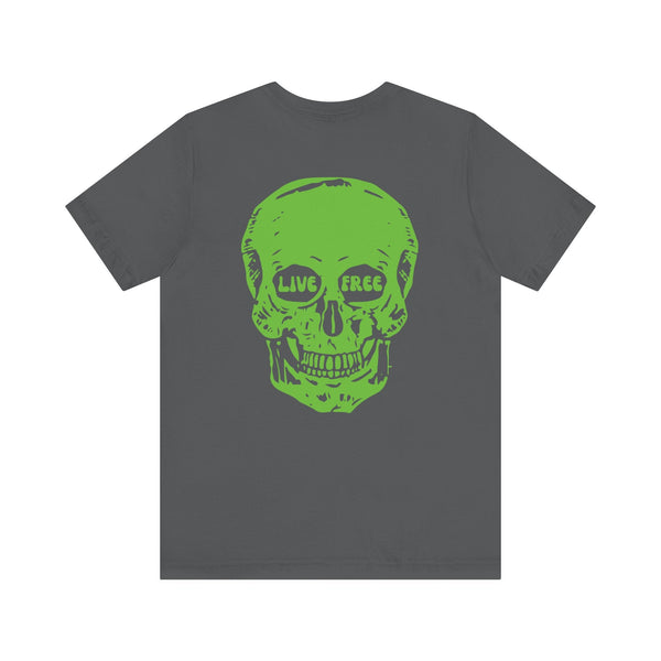 Green Live Free Jumbo Skull Back Print Graphic Tee  - Fugitive by Sandra Oles