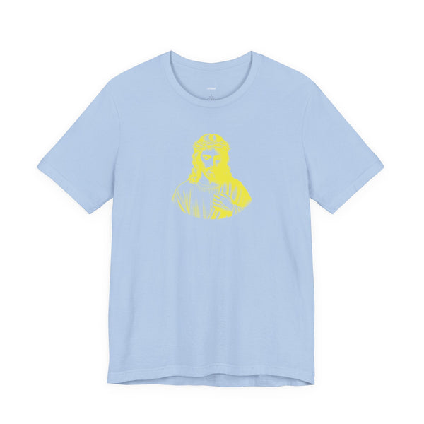 Yellow Mid-Scale Jesus Crown of Thorns Front Print Graphic Tee - Iconic by Sandra Oles