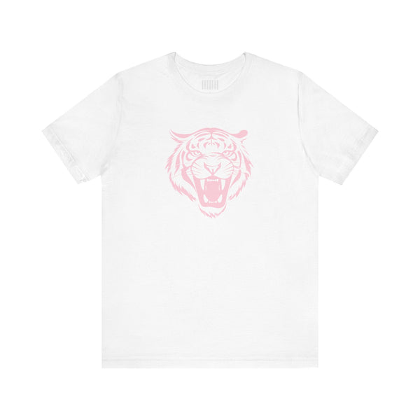 Pink Pastel Jumbo Retro Roaring Tiger Head Graphic Tee - Fugitive by Sandra Oles